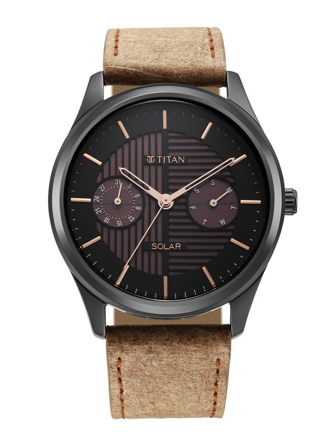 

Titan Men Leather Straps Analogue Watch 1805QL02, Brown