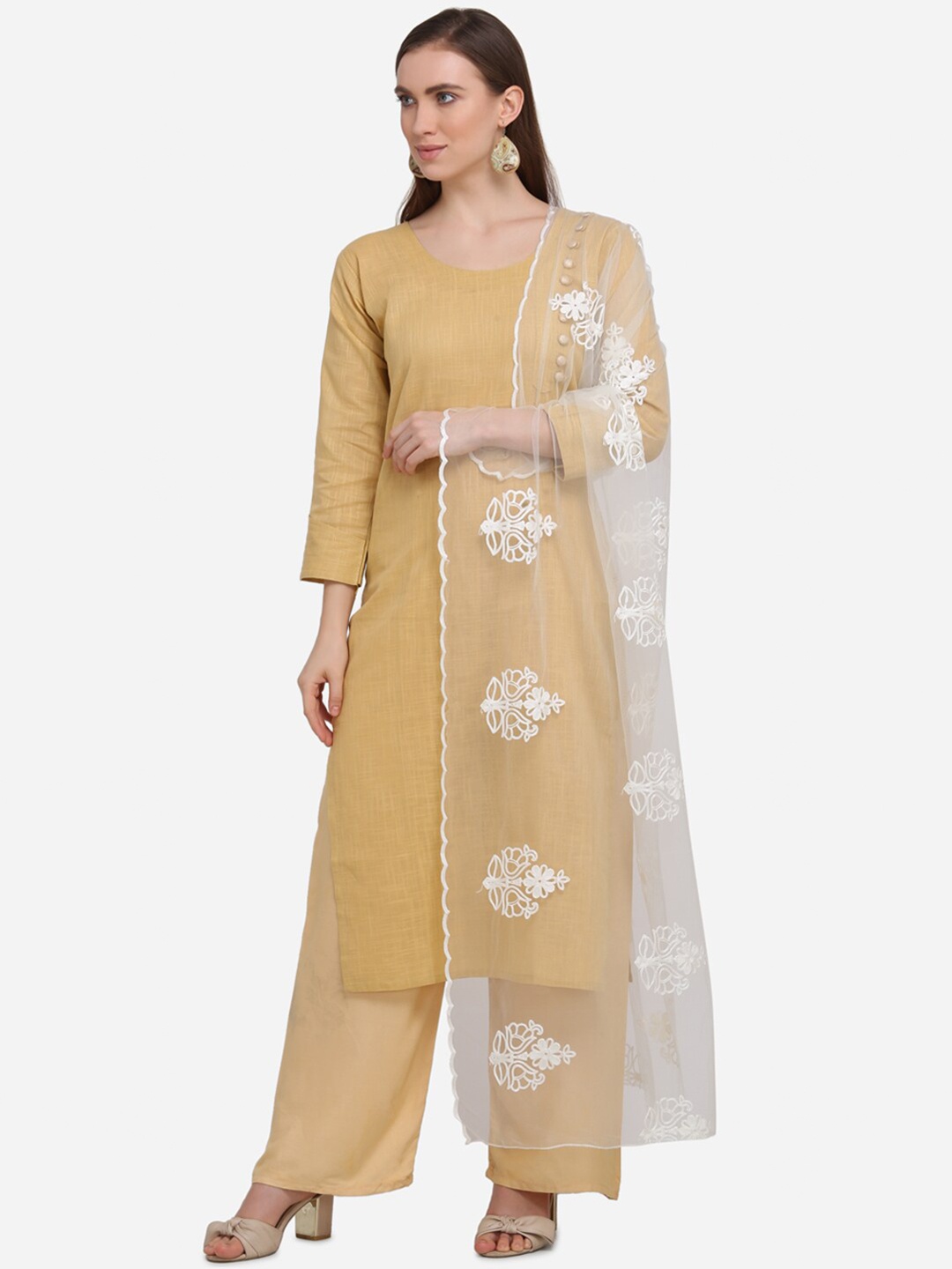 

mf Embroidered Dupatta with Thread Work, White