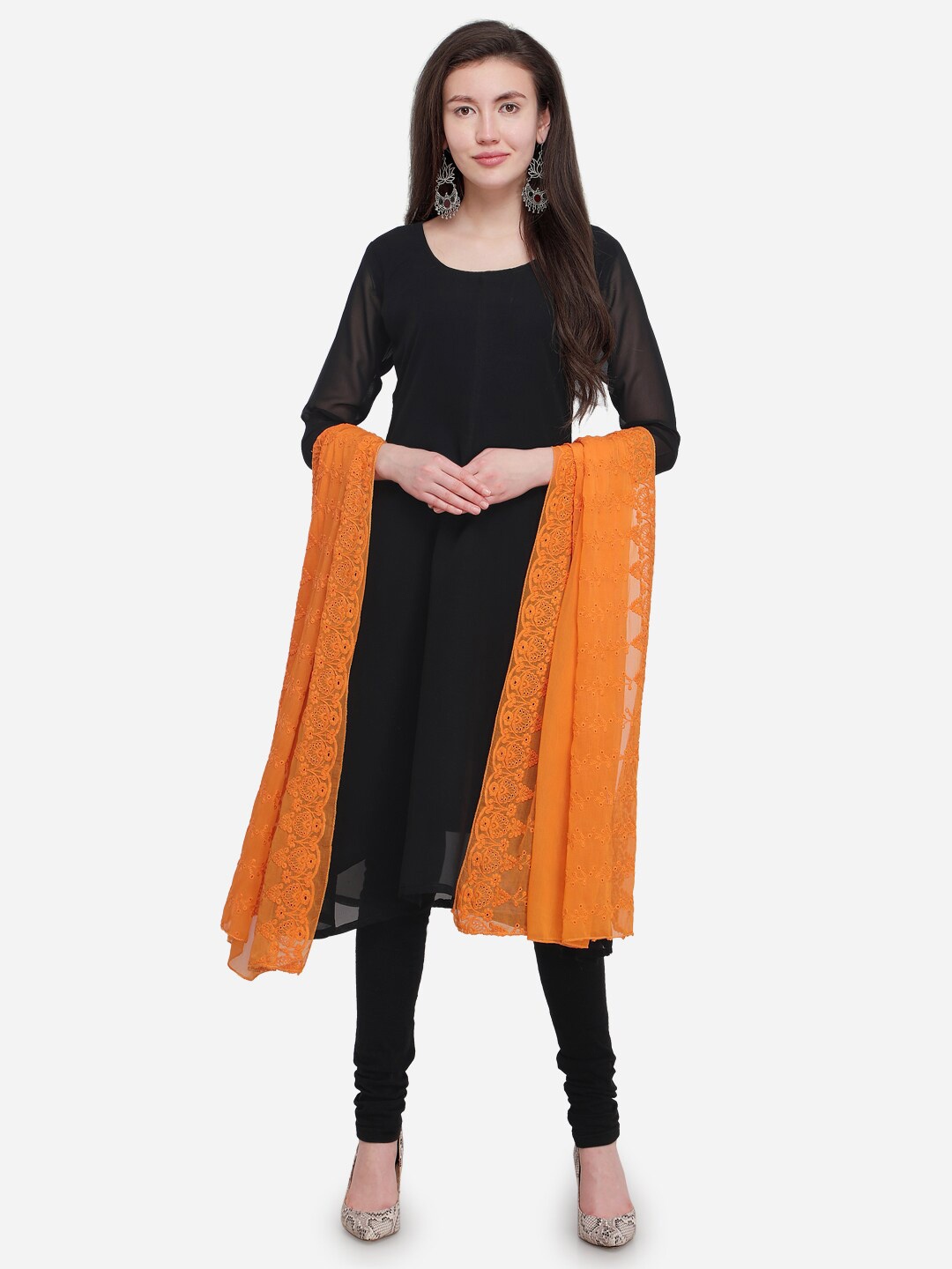 

mf Embroidered Dupatta with Thread Work, Mustard