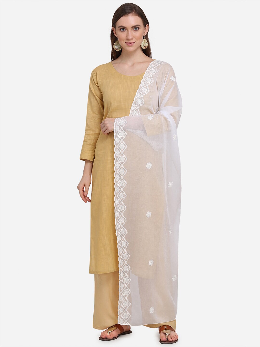 

mf Embroidered Dupatta with Thread Work, White