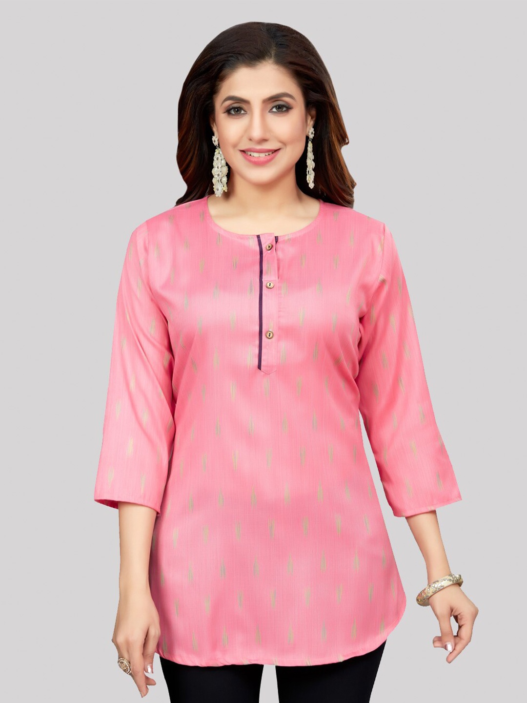 

Saree Swarg Woven Design Regular Kurti, Pink