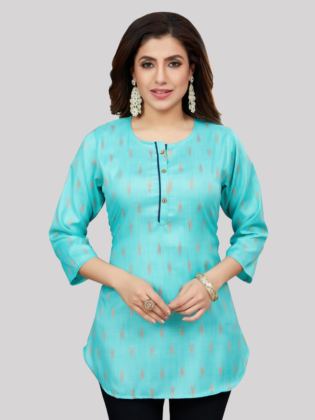 

Saree Swarg Woven Design Regular Kurti, Turquoise blue
