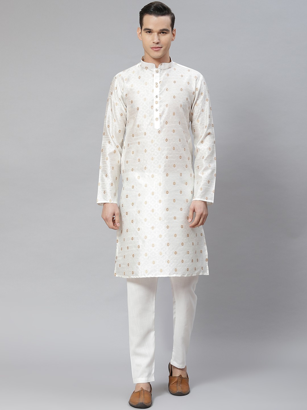 

Luxrio Men Ethnic Motifs Embroidered Kurta with Pyjamas, White