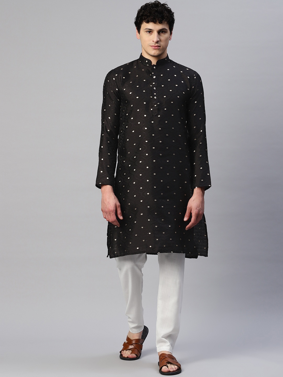 

Luxrio Men Ethnic Motifs Embroidered Kurta With Pyjamas, Black