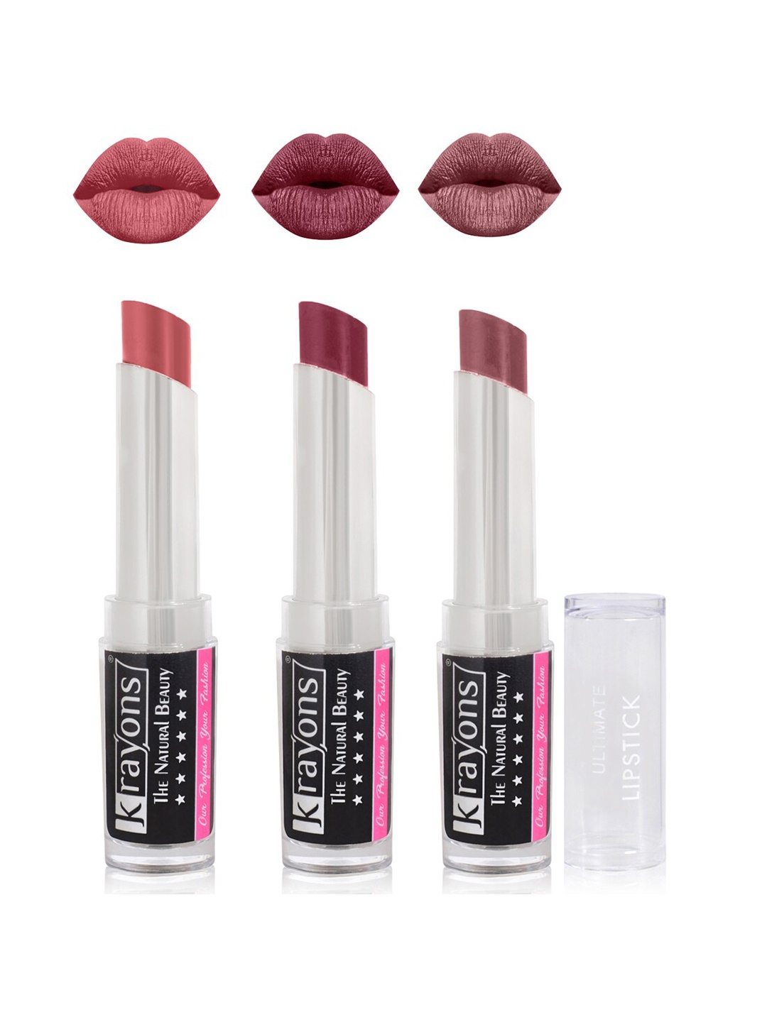 

krayons Set of 3 The Natural Beauty Ultimate Moisturizing Matte Lipstick - 3.5 g each, Nude
