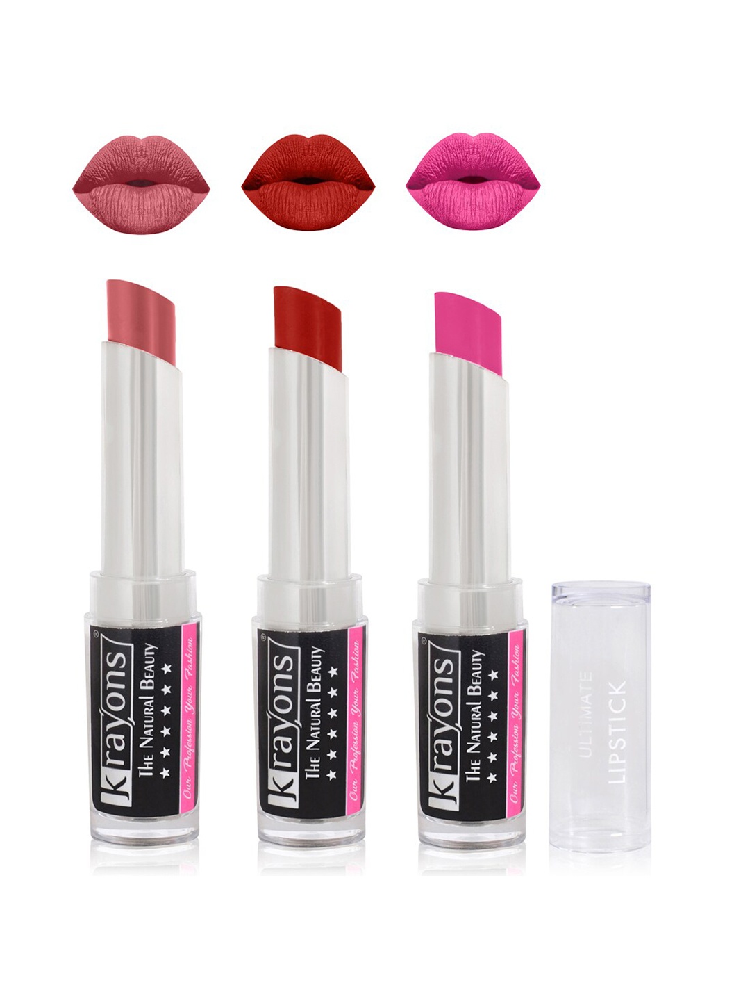 

krayons Set Of 3 The Natural Beauty Ultimate Moisturizing Matte Lipsticks - 3.5 gm Each, Nude