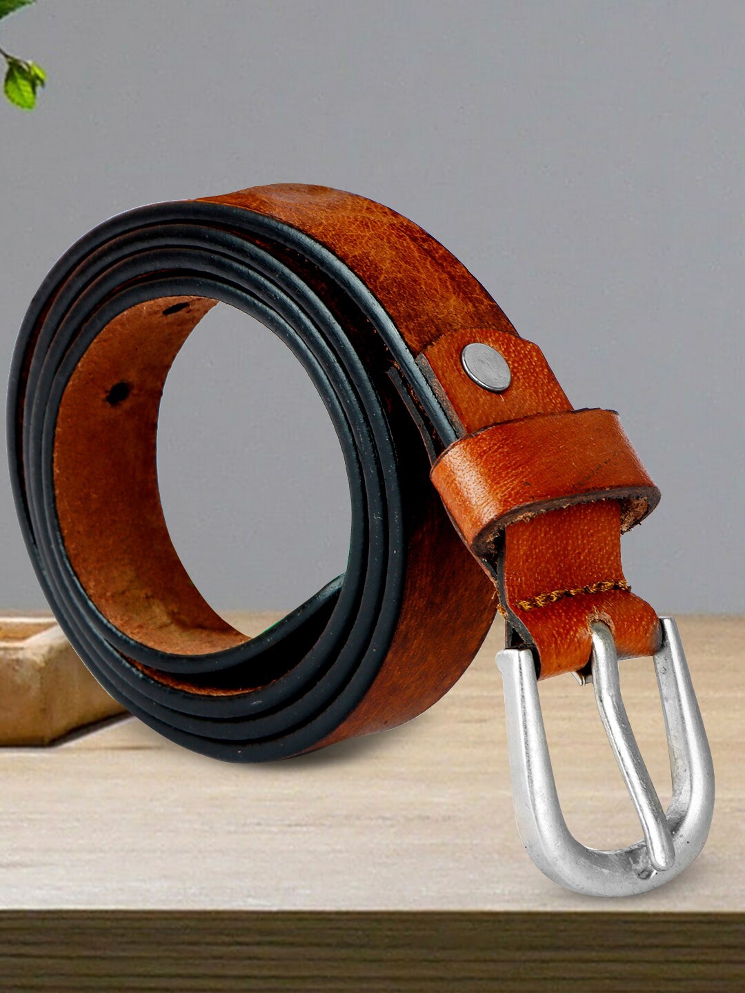 

WELBAWT Women Printed Leather Belt, Brown