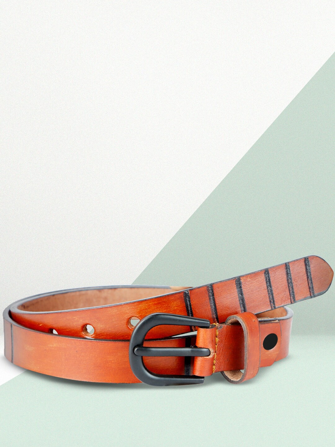 

WELBAWT Women Printed Leather Belt, Brown