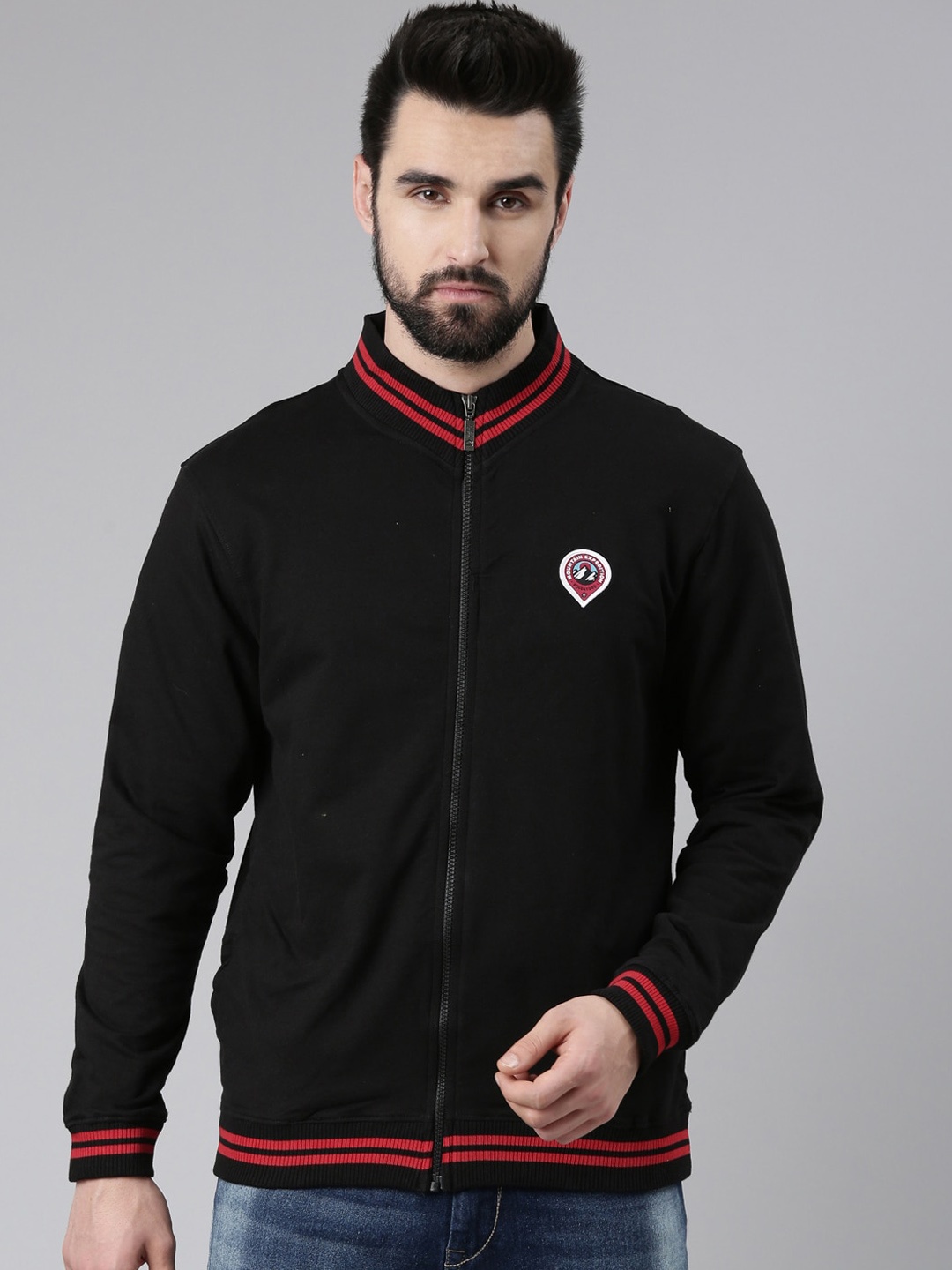 

DIXCY SCOTT Men Mock Collar Cotton Sweatshirt, Black
