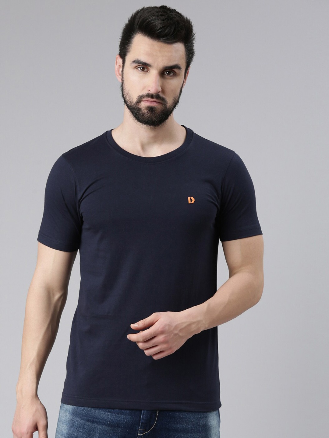 

DIXCY SCOTT Men Solid T-shirt, Navy blue