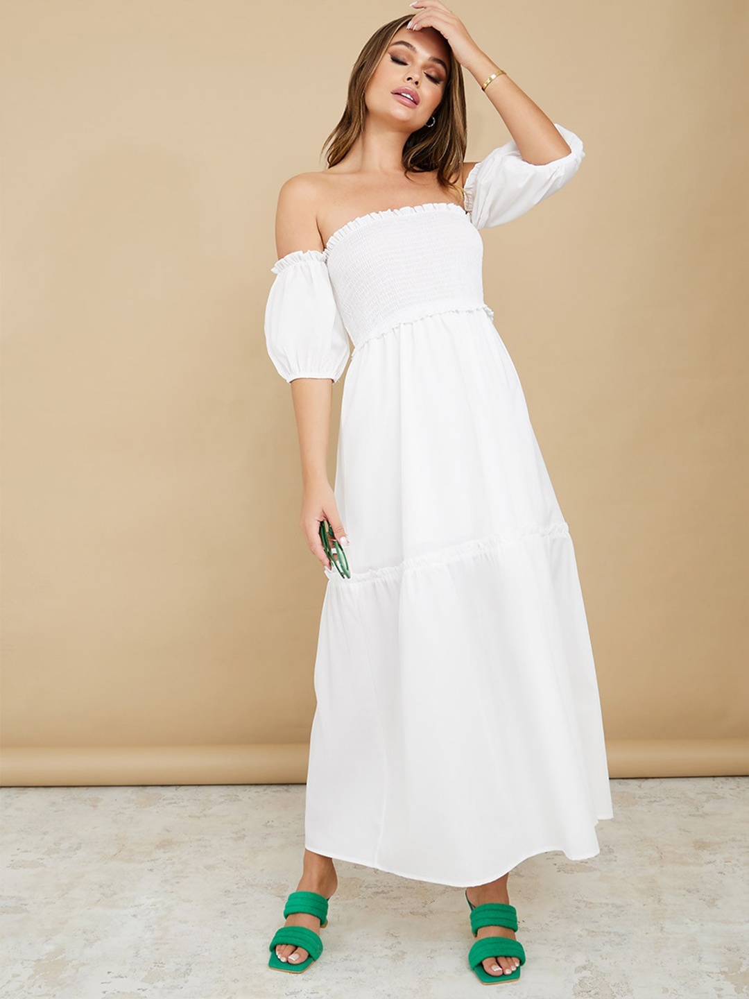 

Styli Off-Shoulder Maxi Dress, White