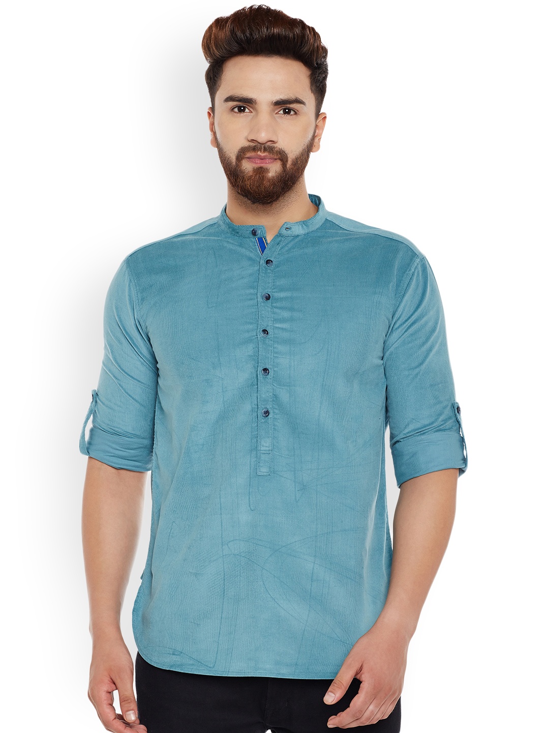 

even Men Blue Solid Straight Kurta