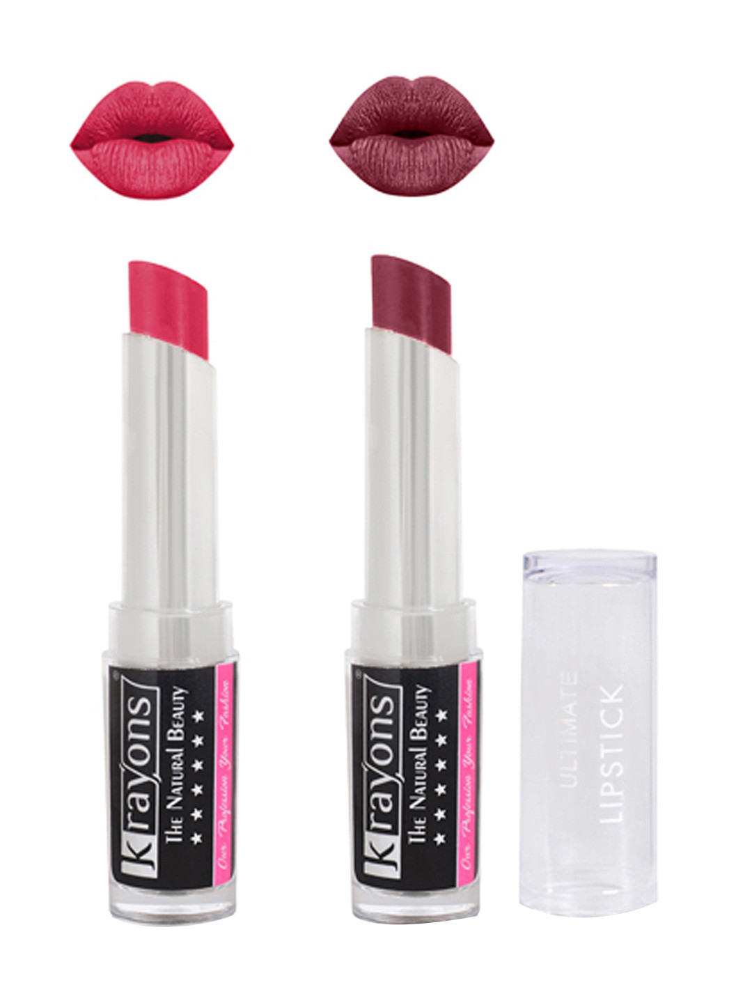 

krayons Set of 2 The Natural Beauty Ultimate Moisturizing Matte Lipstick - 3.5 g each, Pink