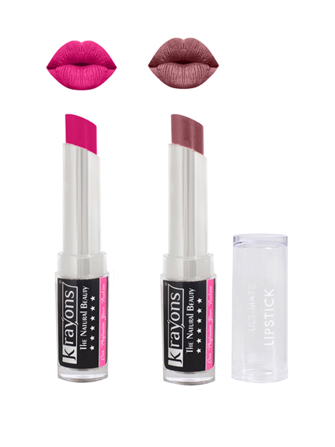 

krayons Set Of 2 The Natural Beauty Ultimate Moisturizing Matte Lipsticks - 3.5 gm Each, Pink