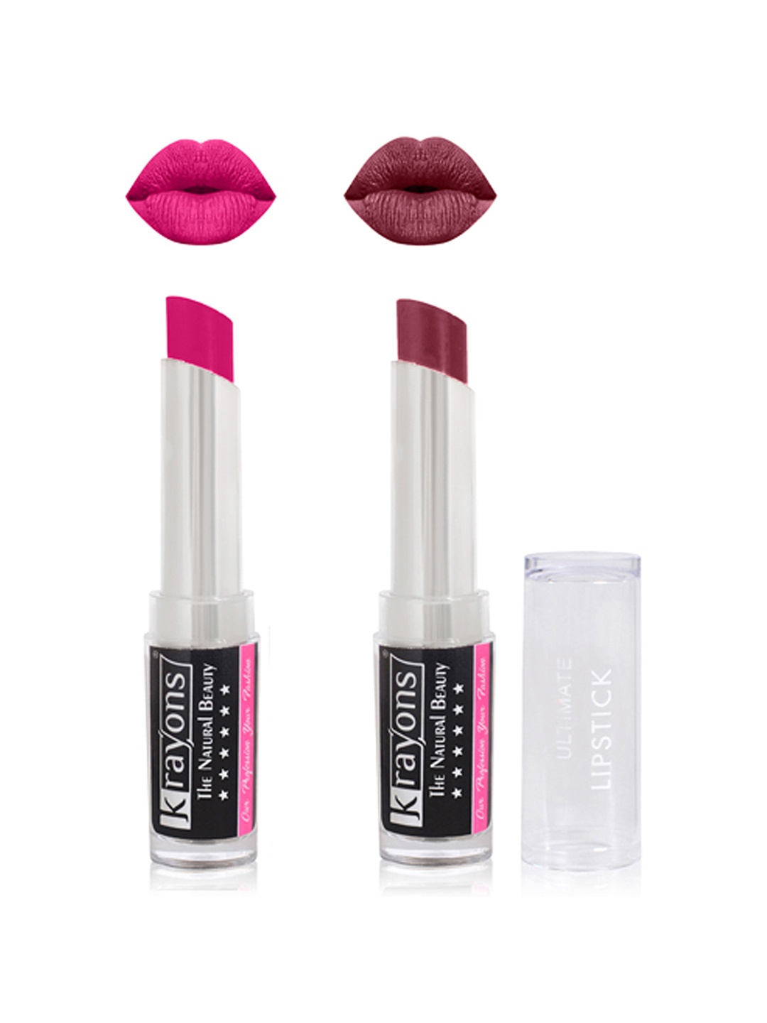 

krayons Set of 2 Ultimate Moisturizing Matte Waterproof & Long-Lasting Lipstick 3.5 g Each -Pink Flower 04 -Moody Maroon 08