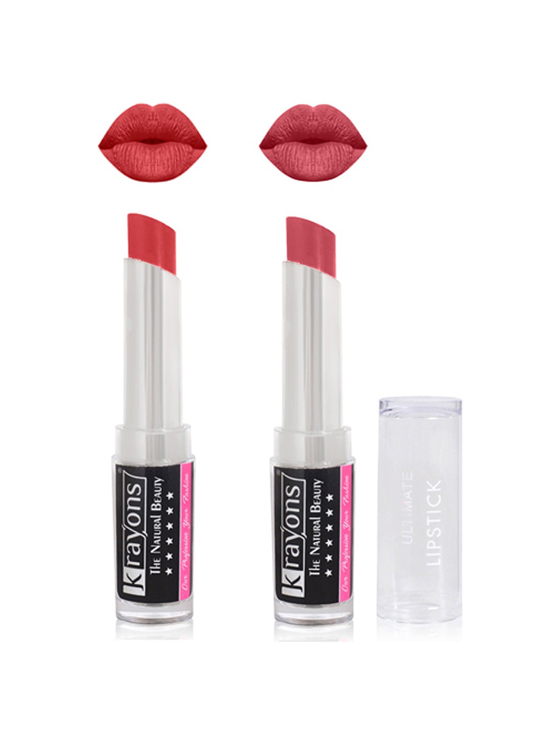 

krayons Set of 2 Ultimate Moisturizing Matte Waterproof & Long-Lasting Lipstick 3.5 g Each -Indian Red 05 - Rust Pink 06