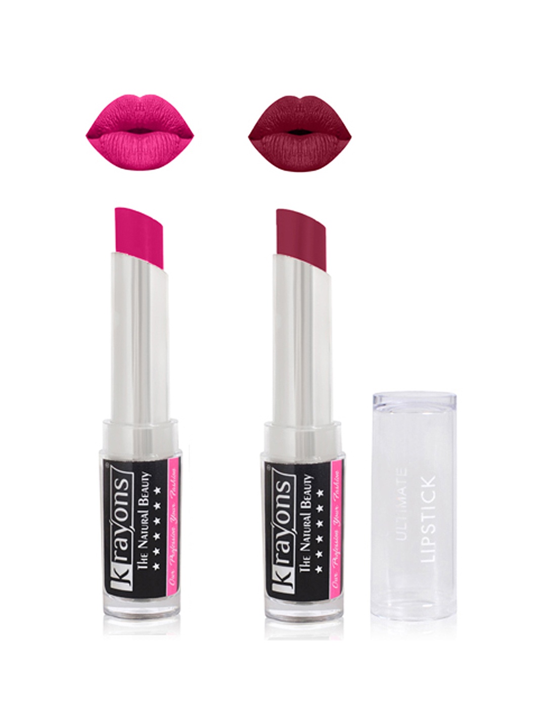 

krayons Set of 2 Ultimate Moisturizing Matte Waterproof & Long-Lasting Lipstick 3.5 g Each -Pink Flower 04 - Plum Pink11