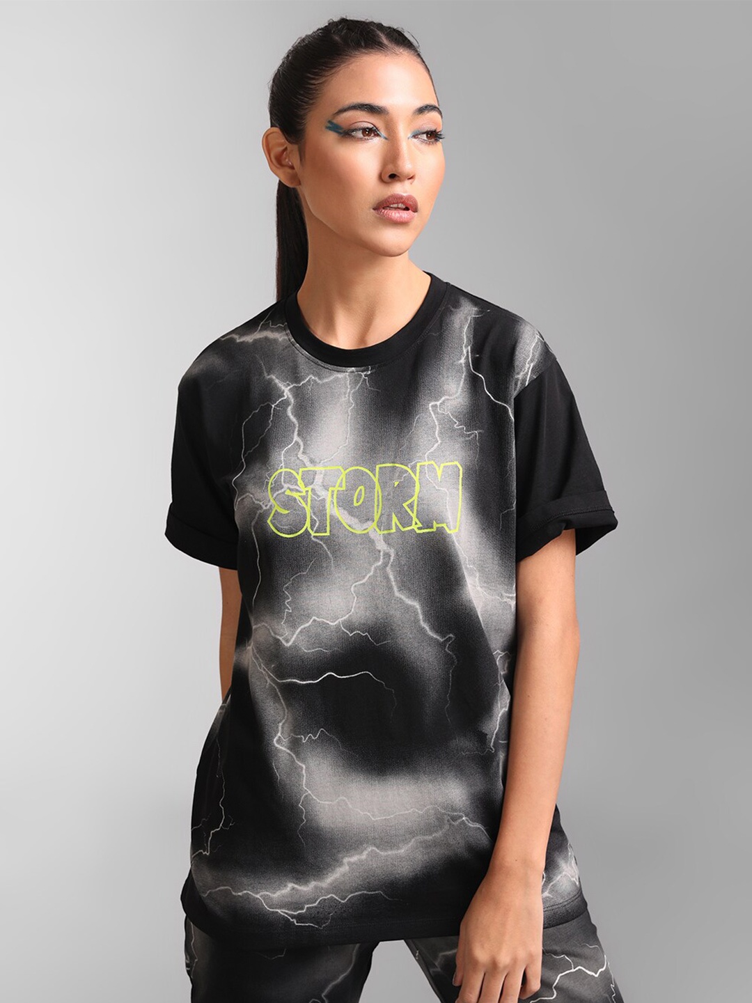 

KZ07 By Kazo Women Grey Printed T-shirt