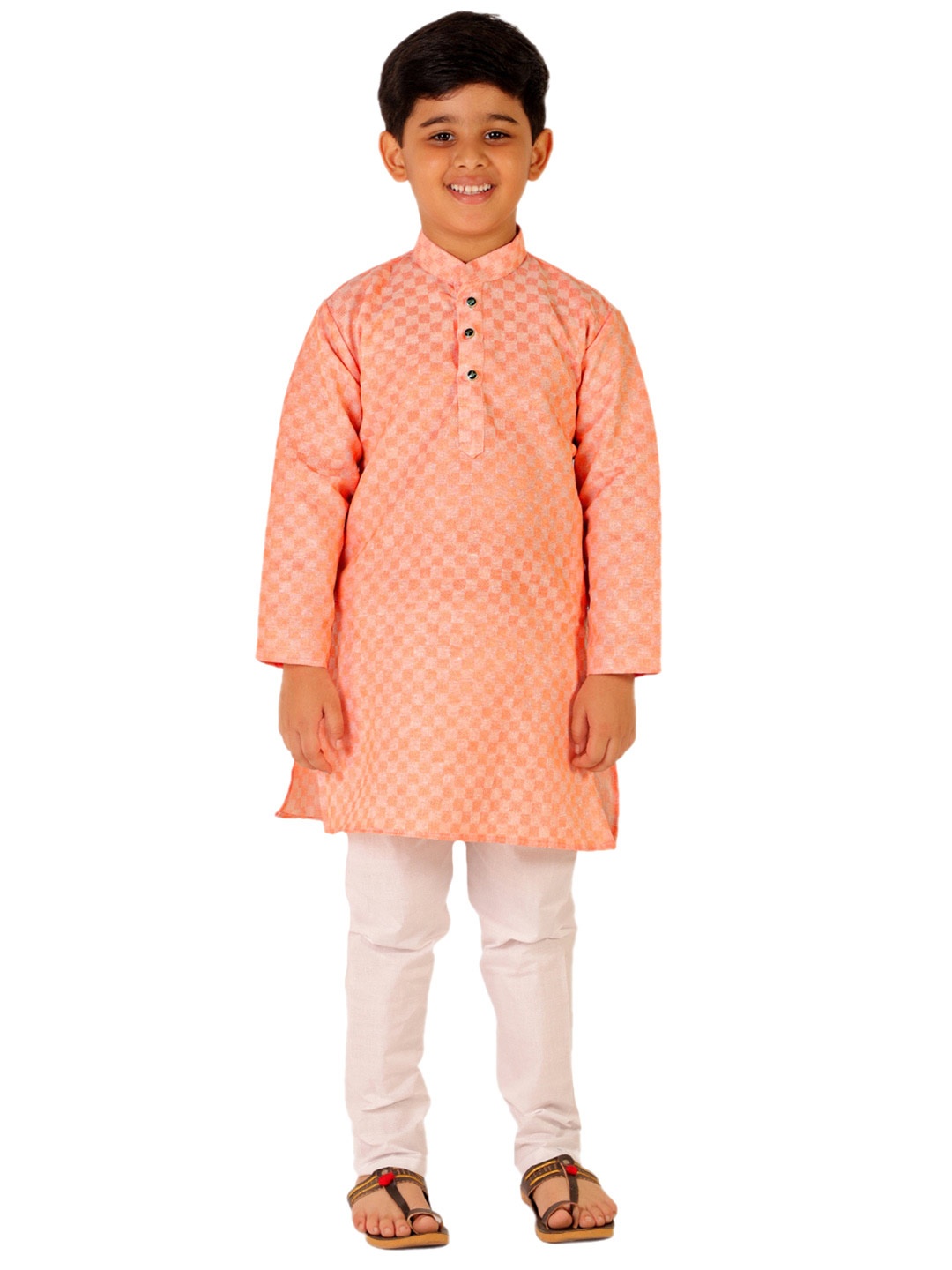 

Pro-Ethic STYLE DEVELOPER Boys Pure Cotton Kurta with Pyjamas, Peach