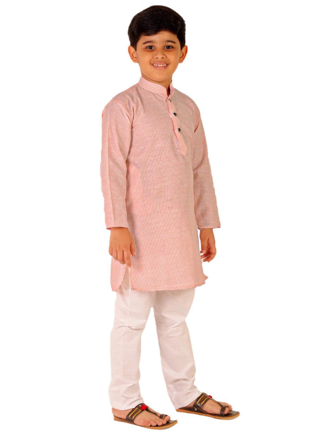 

Pro-Ethic STYLE DEVELOPER Boys Orange Striped Pure Cotton Kurta with Pyjamas