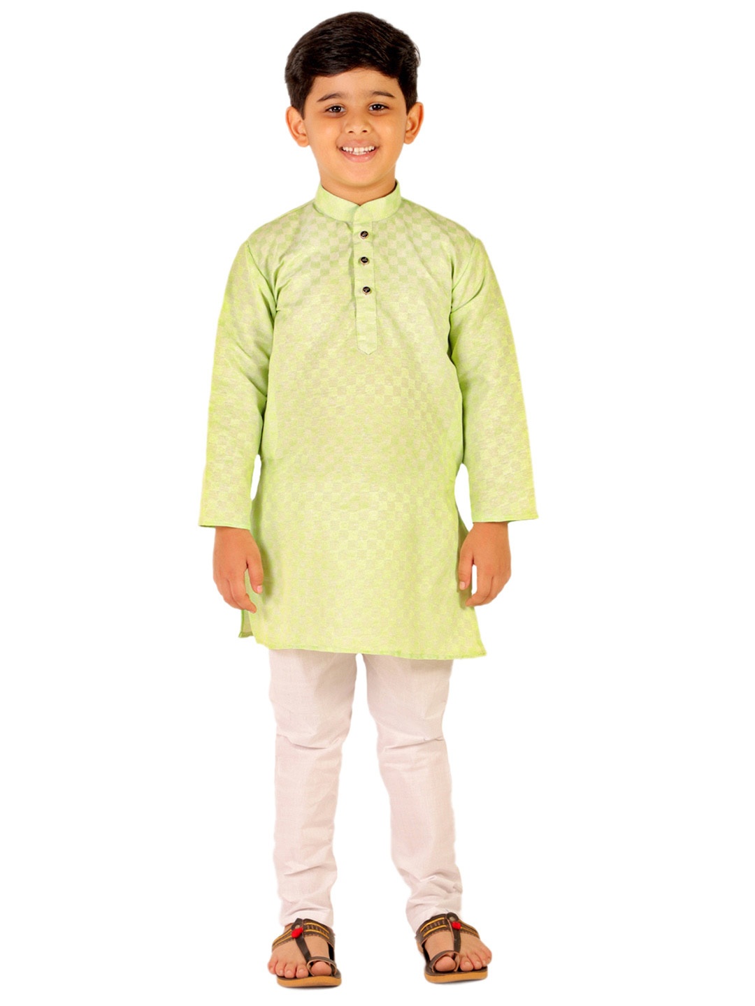 

Pro-Ethic STYLE DEVELOPER Boys Geometric Printed Pure Cotton Kurta with Pyjamas, Green