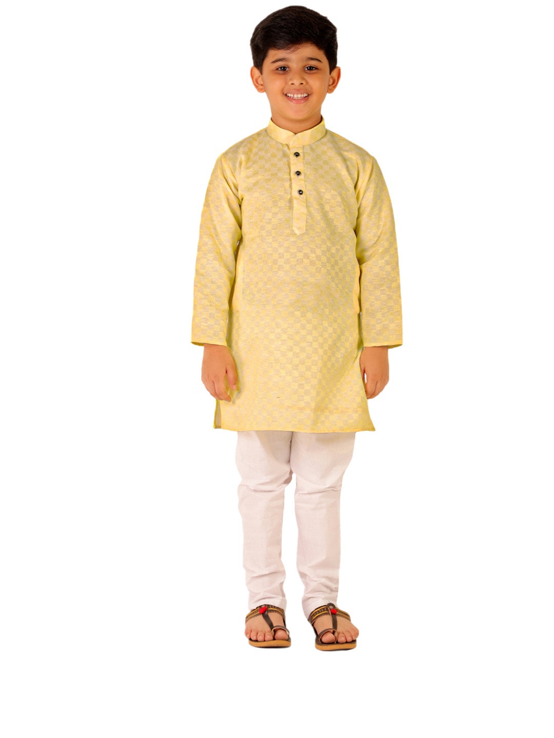 

Pro-Ethic STYLE DEVELOPER Boys Pure Cotton Kurta With Churidar, Yellow