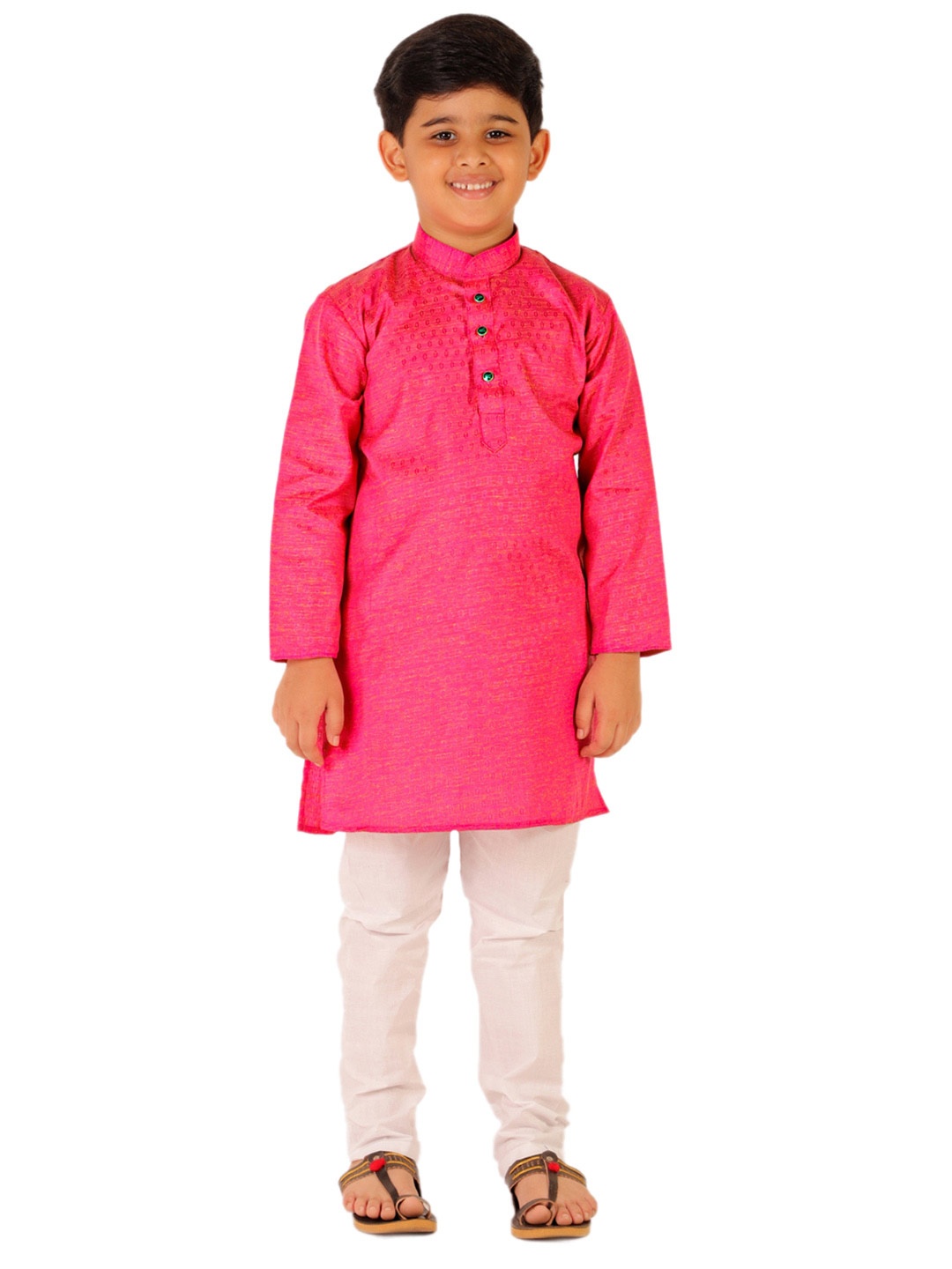 

Pro-Ethic STYLE DEVELOPER Boys Band Collar Pure Cotton Kurta with Pyjamas, Pink