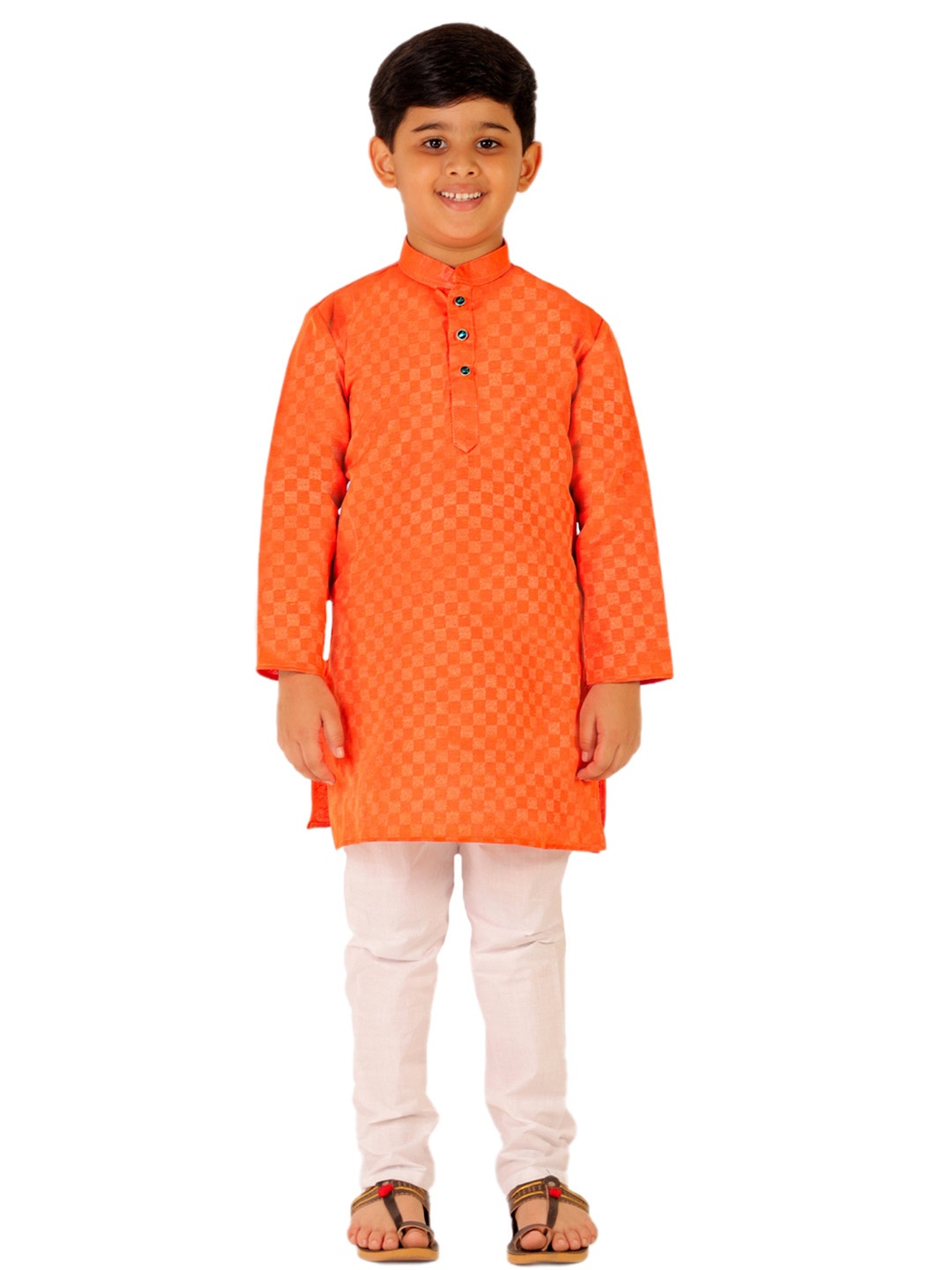 

Pro-Ethic STYLE DEVELOPER Boys Pure Cotton Kurti With Churidar, Orange