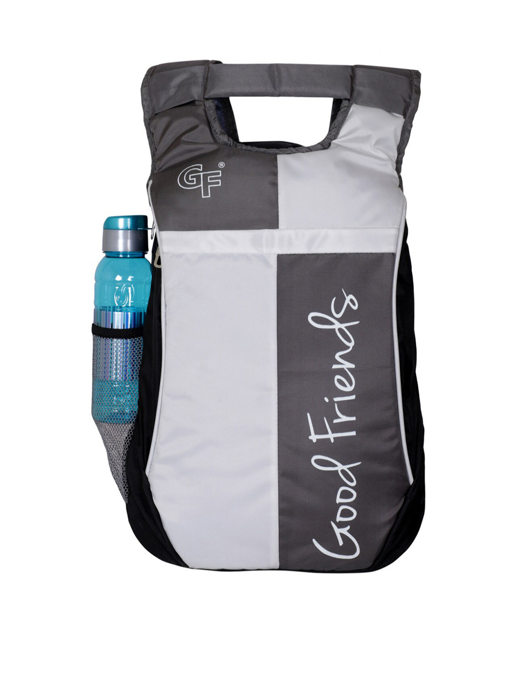 

GOOD FRIENDS Unisex Grey & White Typography Backpack with Hip Strap