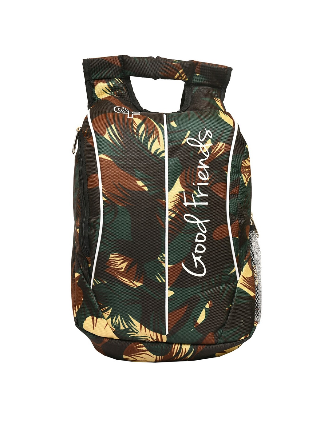 

GOOD FRIENDS Unisex Black & Green Camouflage Backpack with Hip Strap