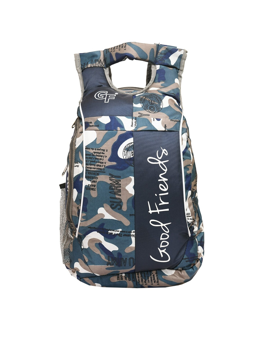 

GOOD FRIENDS Unisex Blue & White Camouflage Backpack with Hip Strap