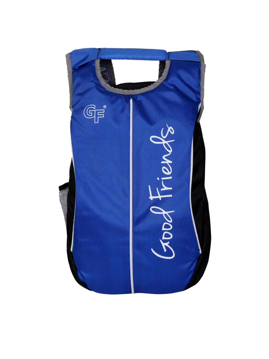 

GOOD FRIENDS Unisex Blue & Black Typography Backpack with Hip Strap