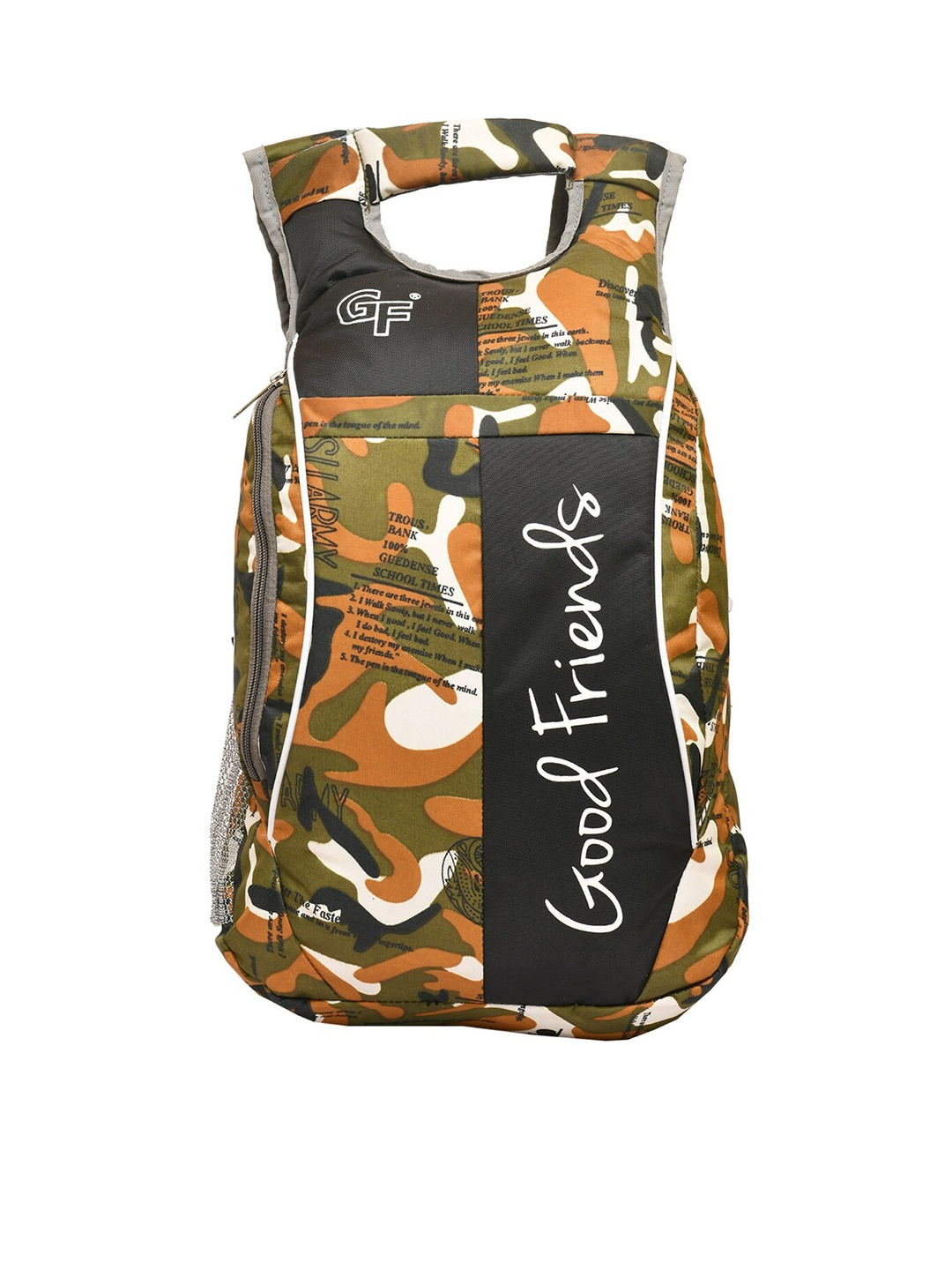 

GOOD FRIENDS Unisex Brown & Green Typography Backpack with Hip Strap