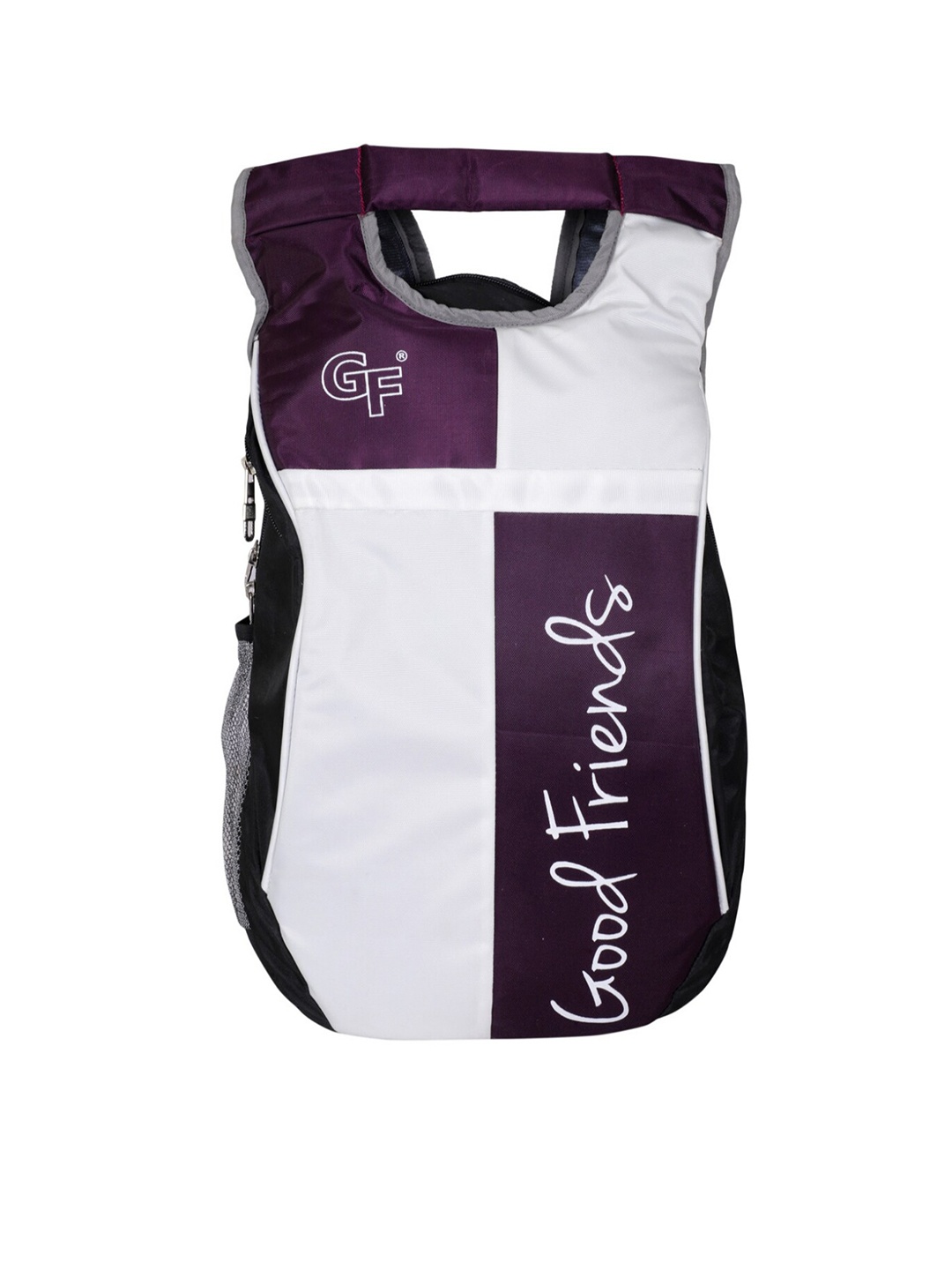 

GOOD FRIENDS Unisex Purple & White Colourblocked Backpack with Hip Strap