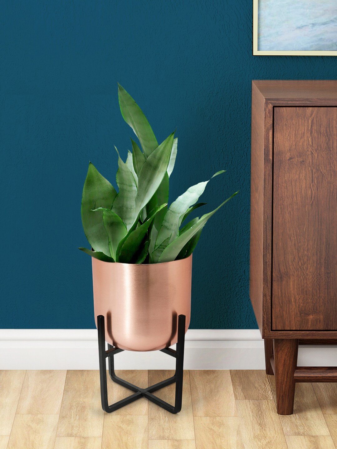 

Living scapes by Pantaloons Rose Gold Metal Planter With Stand