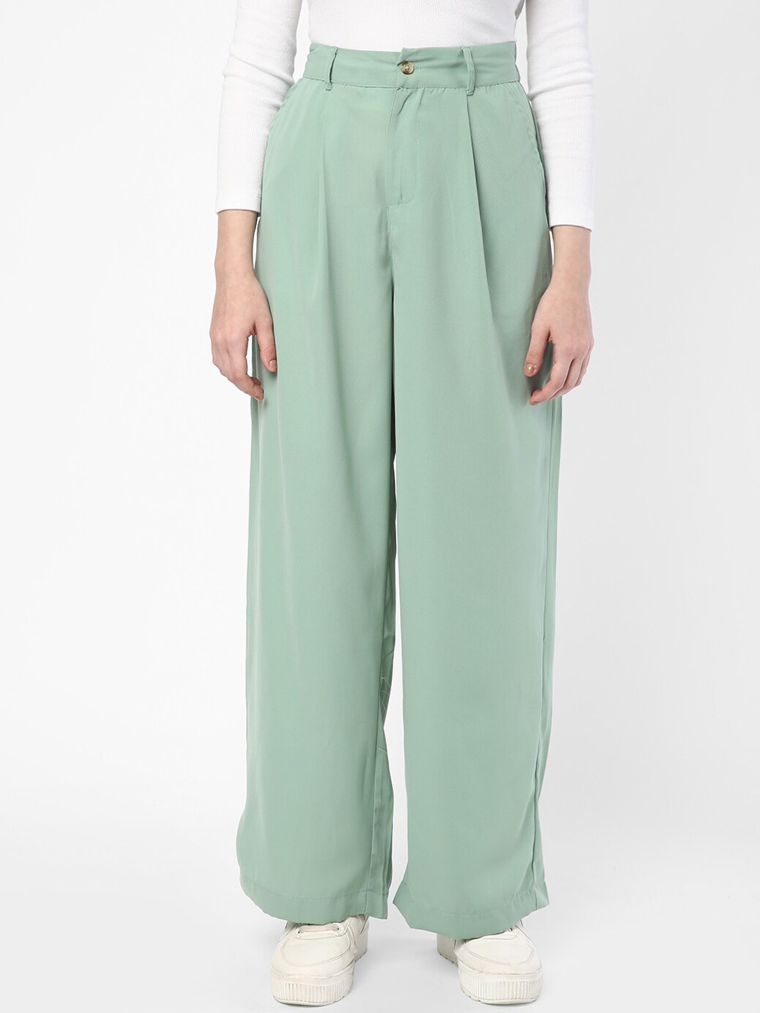 

R&B Women Pleated Trousers, Sea green