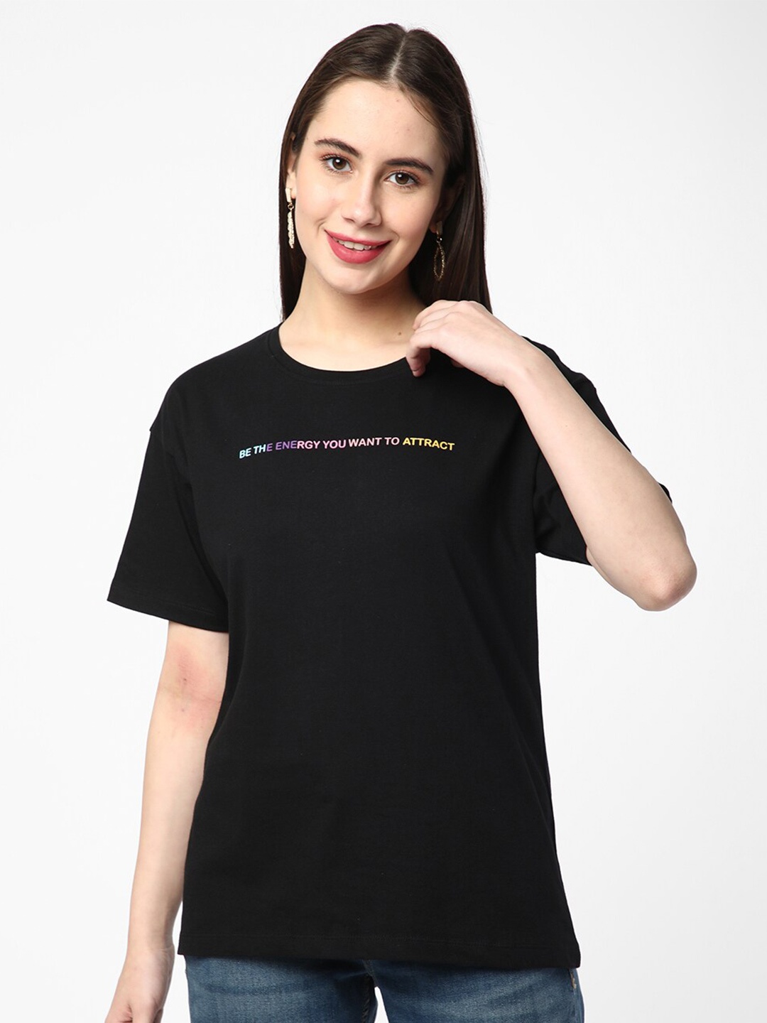 

R&B Women Black Extended Sleeves T-shirt