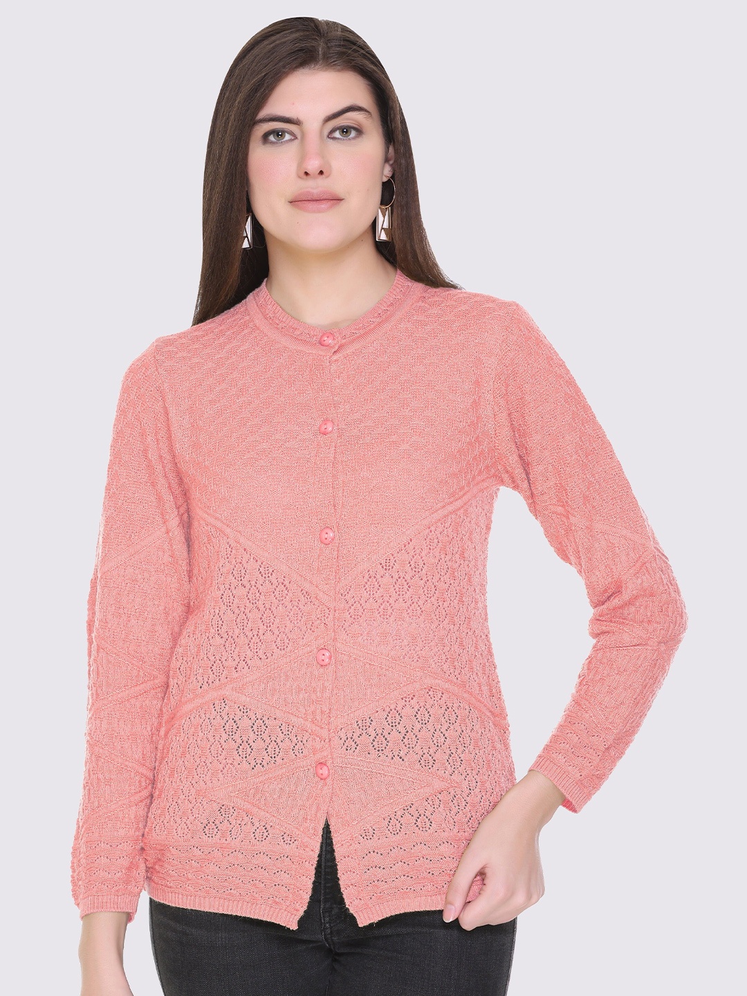 

GODFREY Women Pink Cable Knit Cardigan