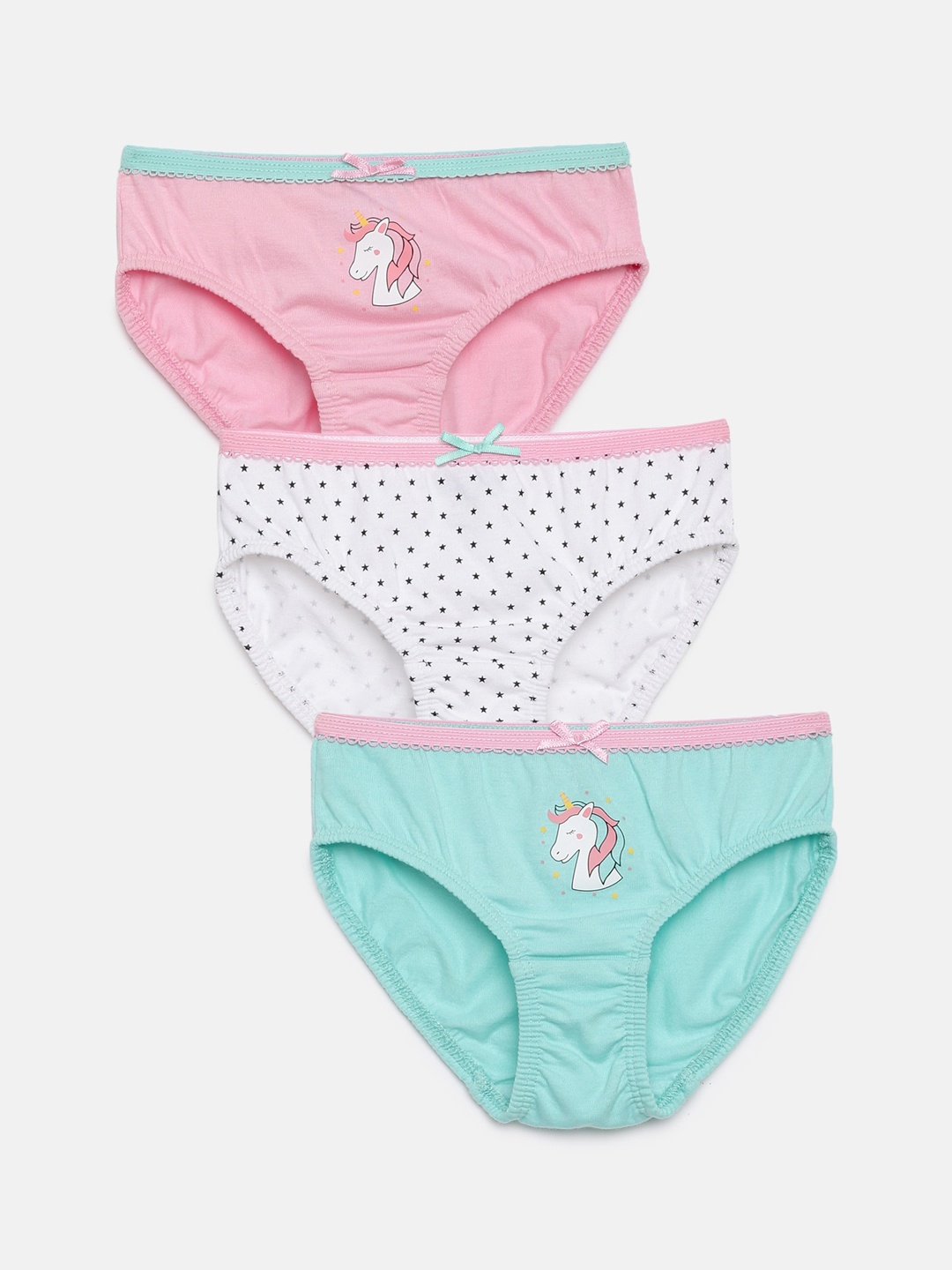 

mackly Girls Pack Of 3 Pure Cotton Basic Briefs, Pink