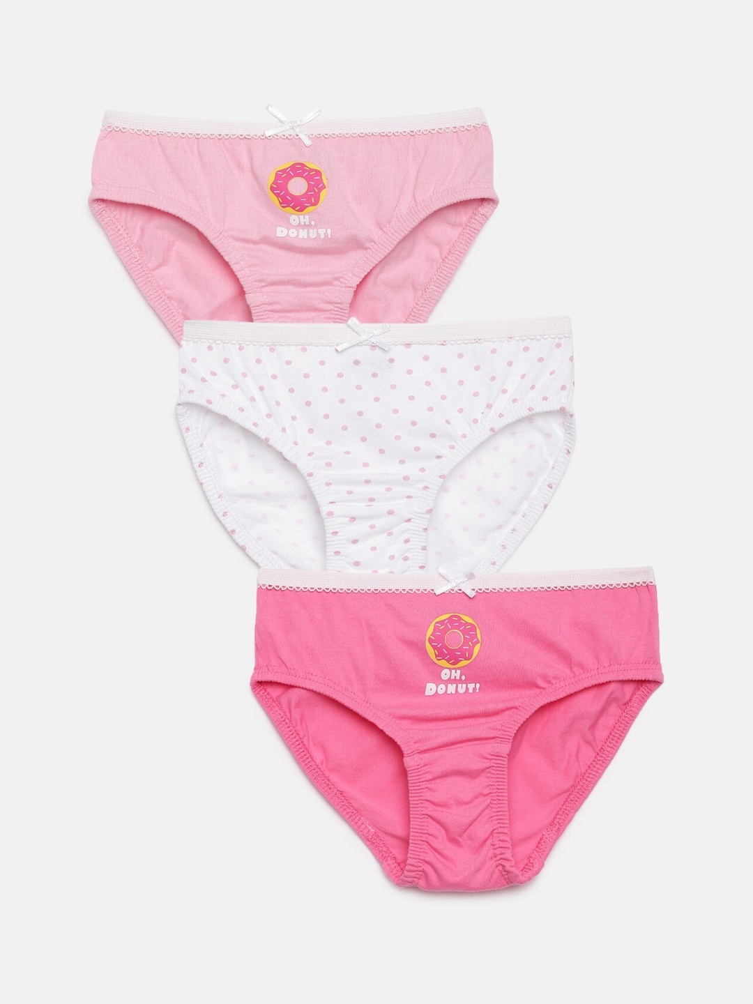 

mackly Girls Pack Of 3 Printed Pure Cotton Basic Briefs, Pink