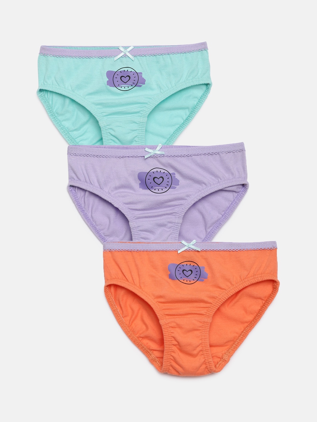 

mackly Girls Pack Of 3 Printed Pure Cotton Basic Briefs, Blue