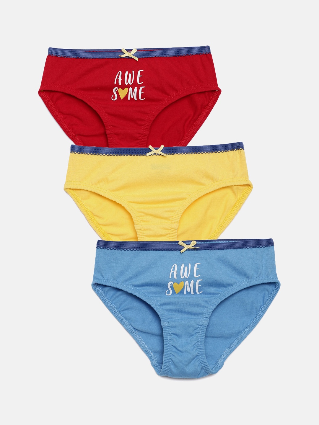

mackly Girls Pack Of 3 Printed Pure Cotton Basic Briefs MB-69, Red