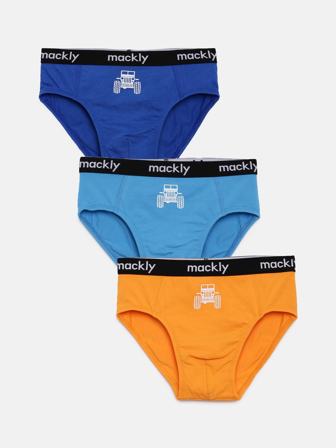 

mackly Boys Pack of 3 Printed Basic Briefs, Blue