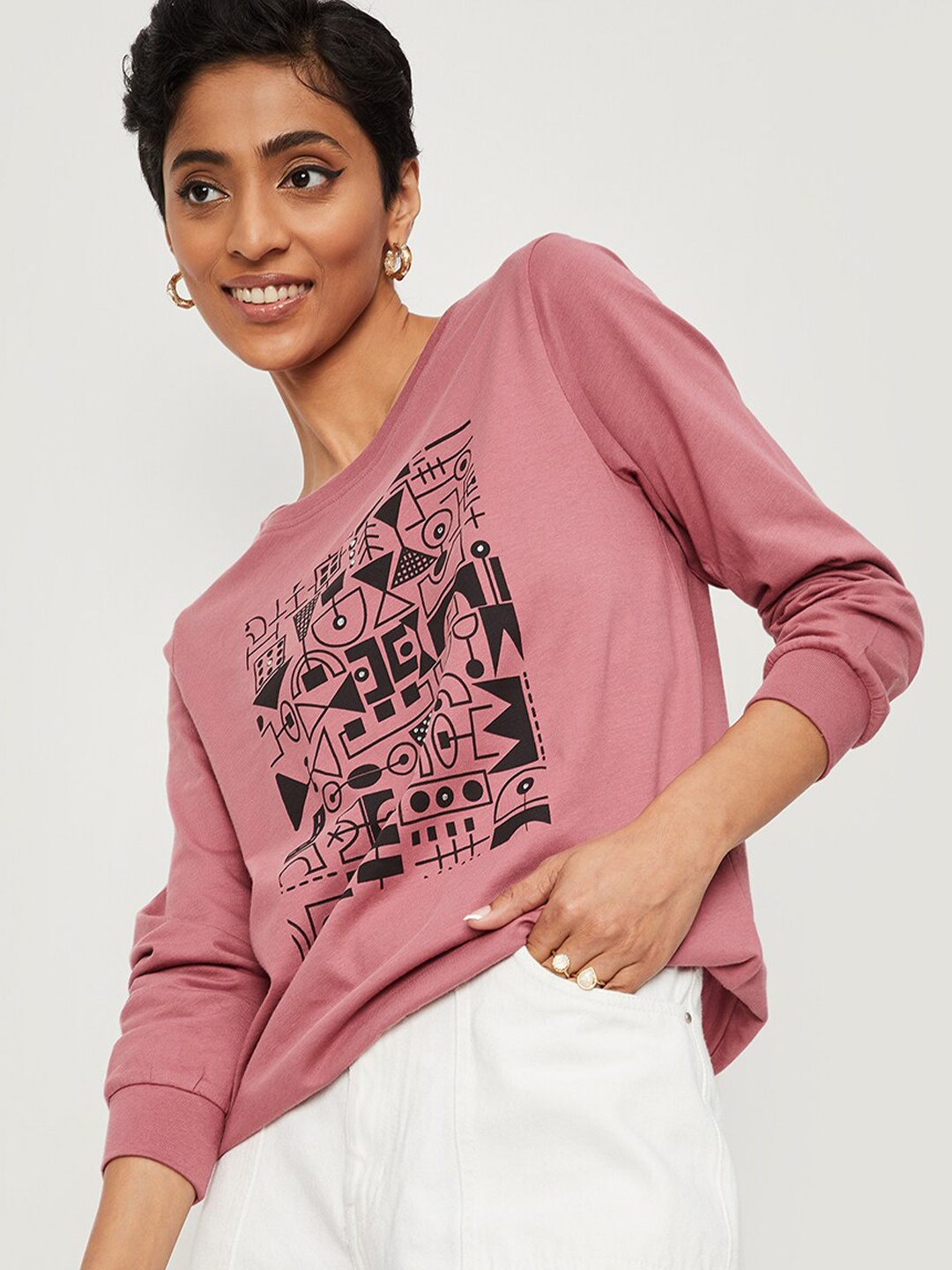 

max Women Pink Printed T-shirt