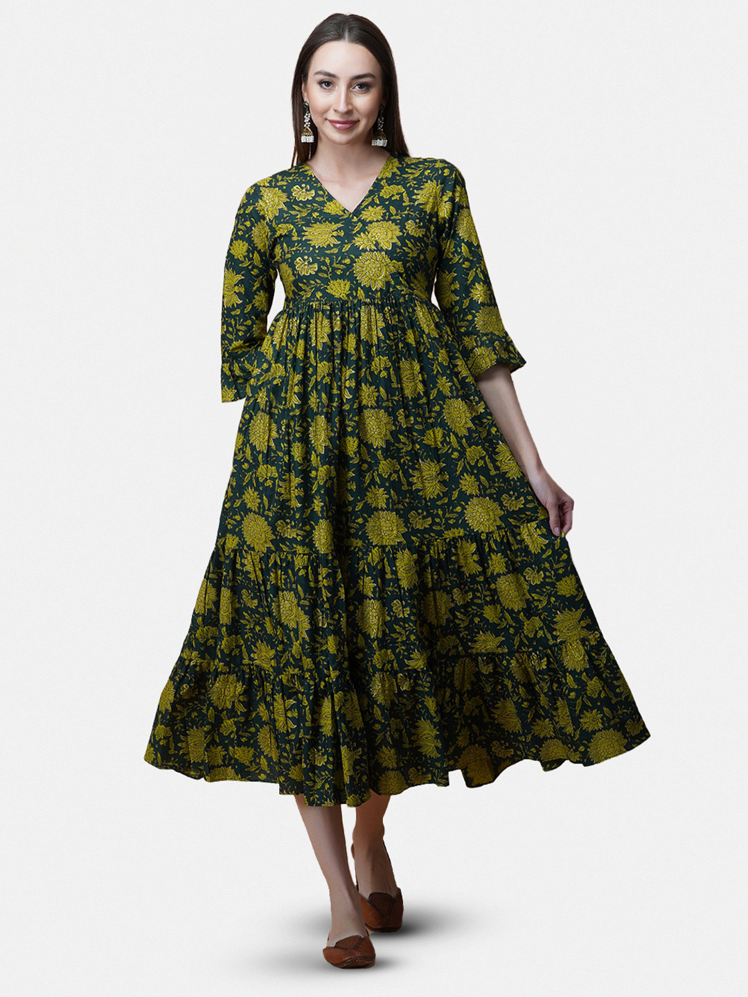 

GULAB CHAND TRENDS Floral Midi Dress, Green
