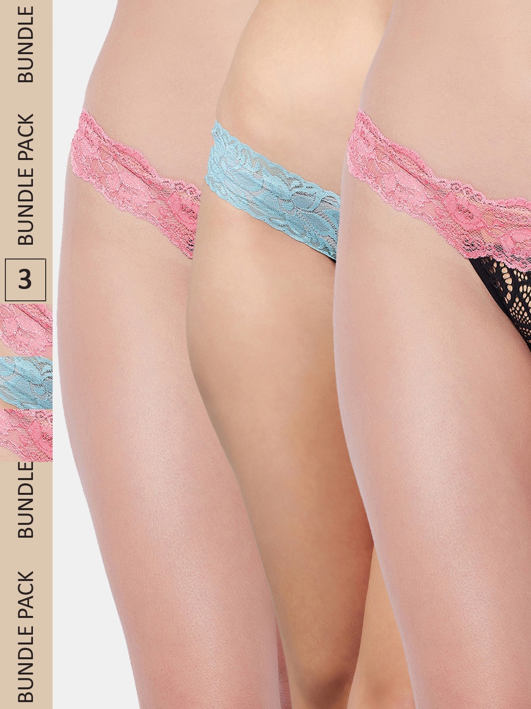 

SECRETS BY ZEROKAATA Women Pack of 3 Assorted Thong Breifs