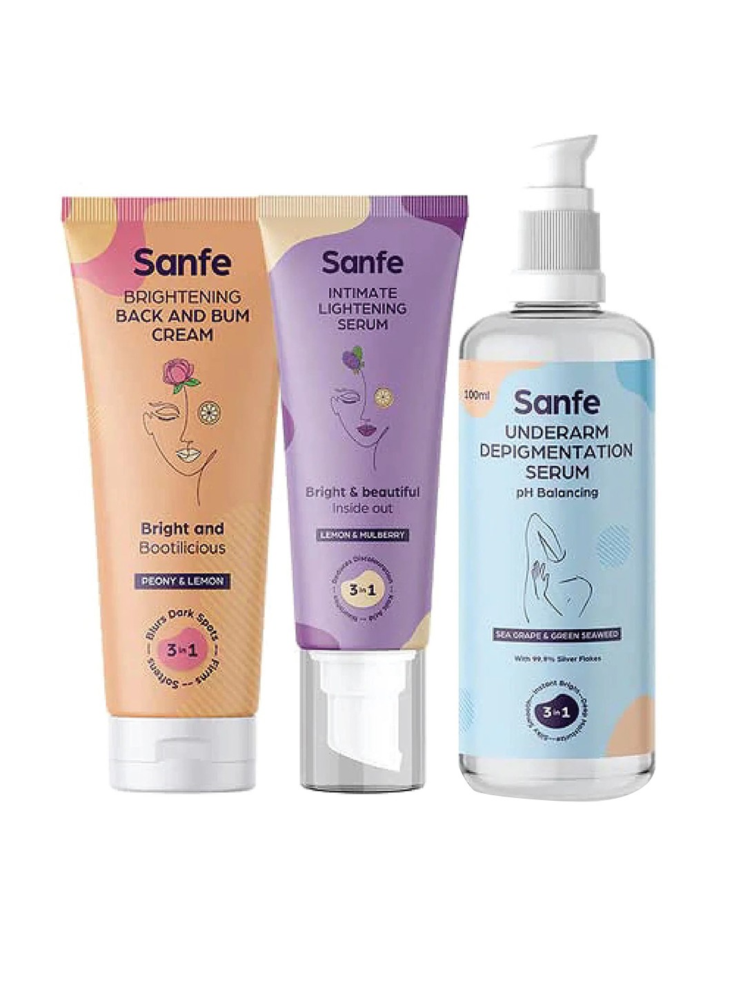

Sanfe Intimate Lightening & Glow Kit For Dark Underarms, Inner Thighs & Sensitive Areas, Pink