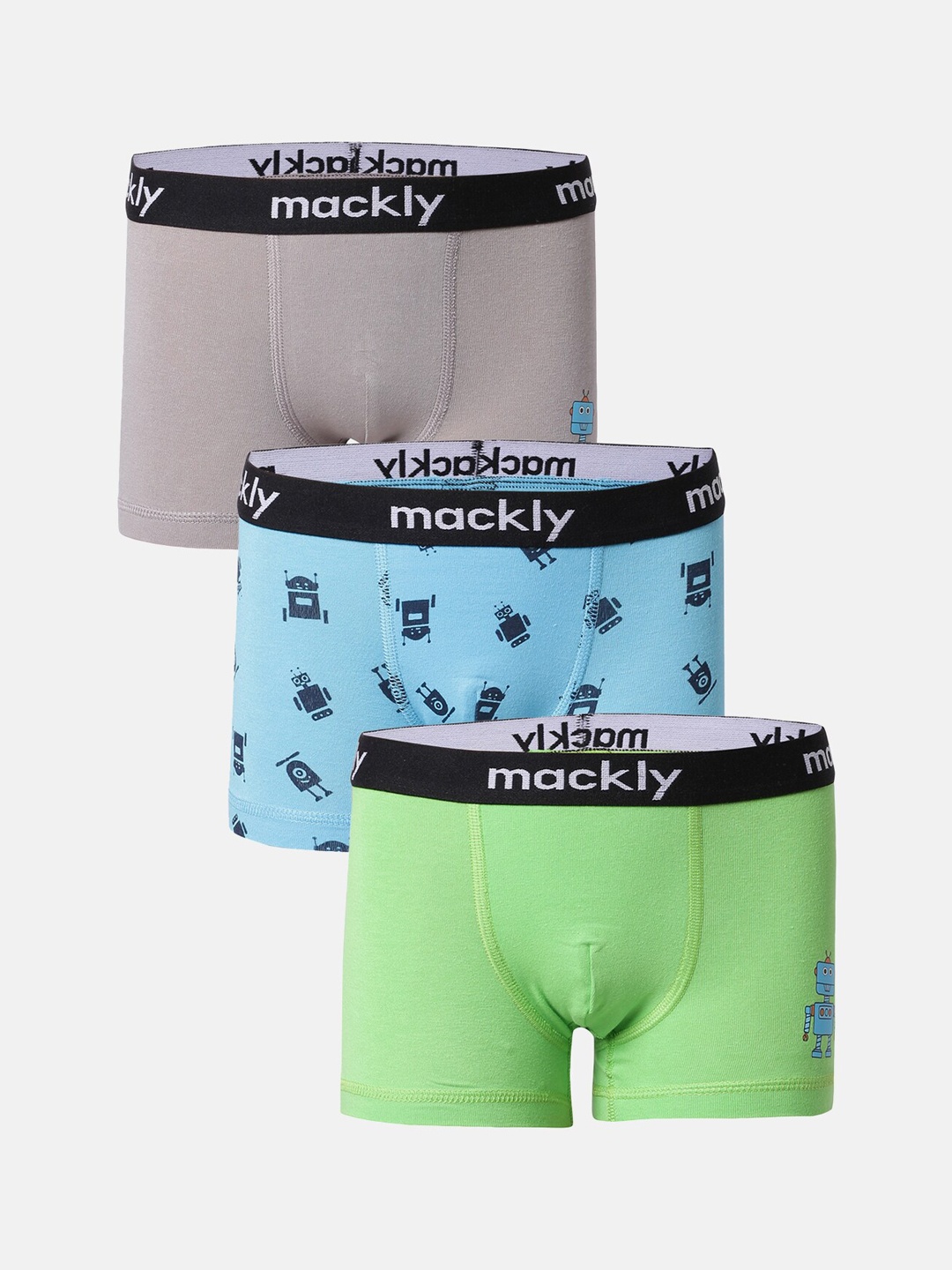 

mackly Boys Pack Of 3 Printed Trunk MB-94, Grey