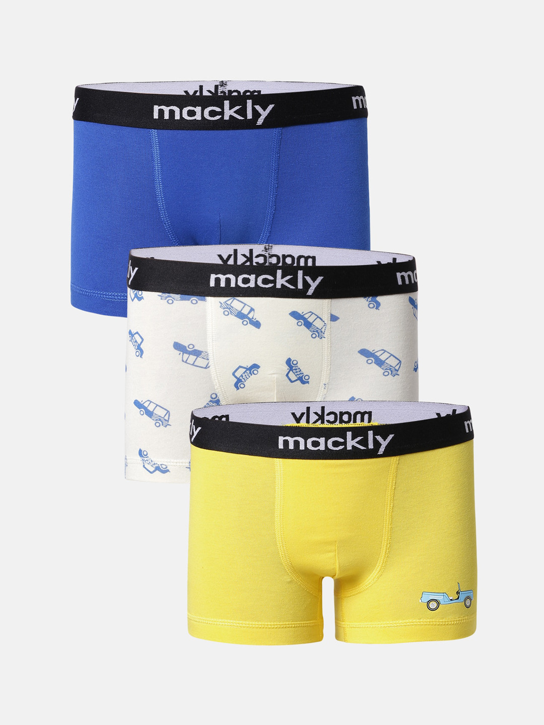 

mackly Boys Pack Of 3 Printed Trunks, Blue