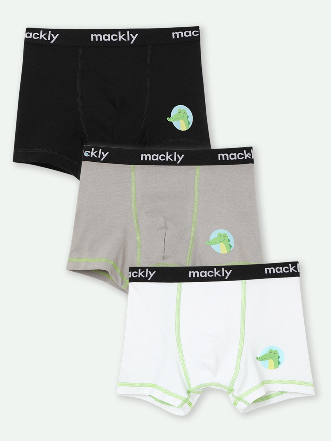 

mackly Boys Pack Of 3 Printed Trunk, Grey